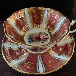 Paragon Avon Maroon Fruit Themed cup & saucer.
